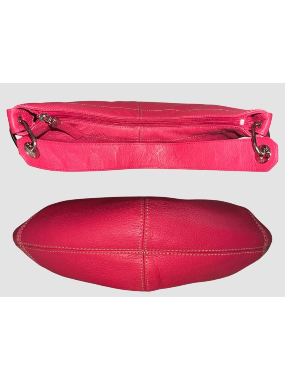 The Sak Small Hobo Pink Pebbled Leather Shoulder Bag Heart Strap Contrast Stitch - Picture 7 of 9